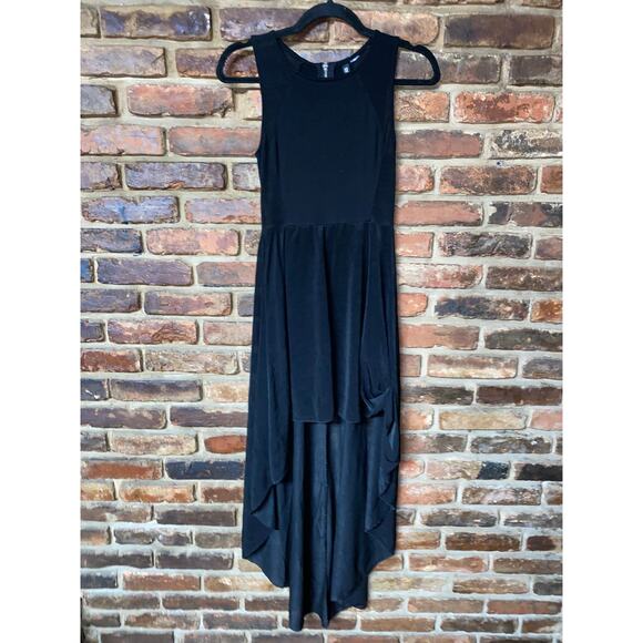 H&M Black Sleeveless High Low Mini - Maxi Sheer Mesh Dress Women's Size XS - Picture 1 of 7